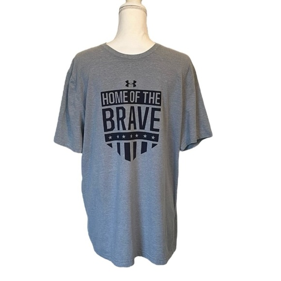 Under Armour Heat Gear Gray “Home of the Brave” Men’s Large Short Sleeve Tee - Picture 11 of 11